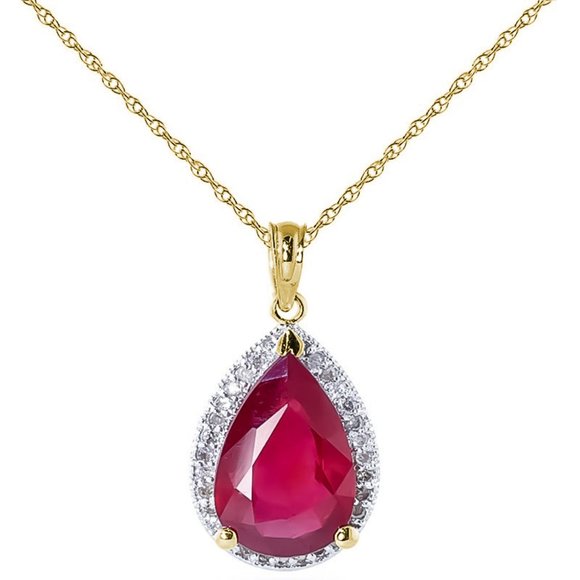 Galaxy Gold Products Jewelry - 14K. SOLID GOLD NECKLACE WITH  DIAMONDS & RUBY